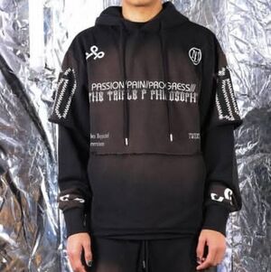 Live Mechanics NEW LM 2FER HOODIE Men's Large Distressed Streetwear Black